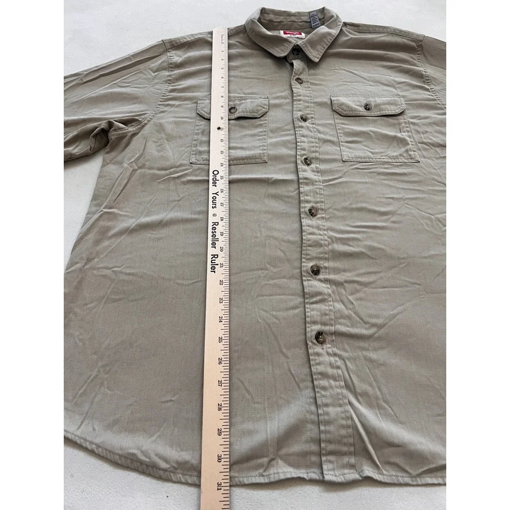 Wrangler Men's Beige Short Sleeve Button Up Work Shirt Size XL